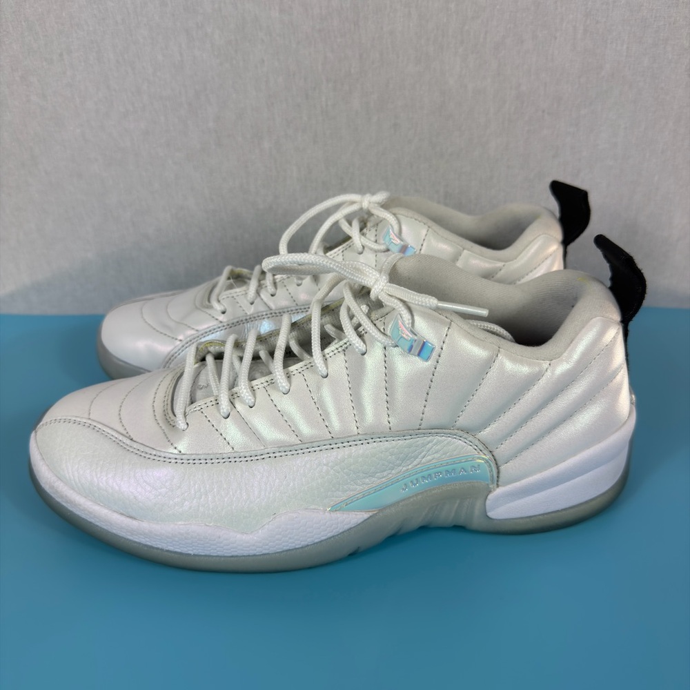 Nike Air Jordan 12 Retro Low Easter sneakers, featuring a white leather
